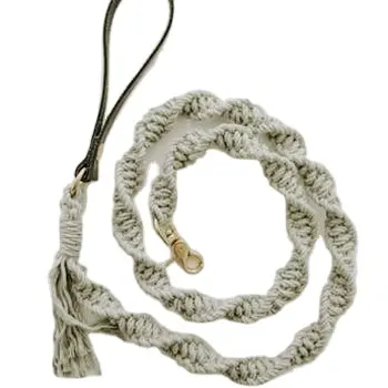 Ensemble collier et laisse pour chien en macramé disponible en 100% coton avec poignée en cuir de Isar International