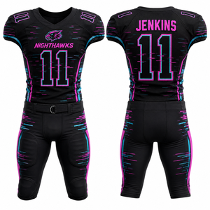 Uniforme de football américain vintage personnalisé, vente en gros, imprimé géométrique, ourlet élastique, ceinture à cordon, coupe ample athlétique - Product Image 6