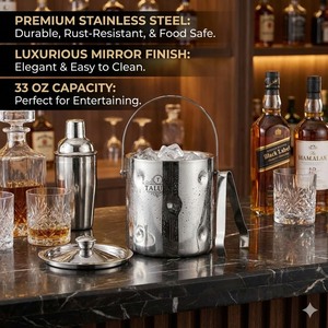 Wholesale Supplier 33 Oz 50 Oz Double Walled Stainless Steel Ice Bucket Factory Insulated Champagne Wine Beer <b>Cooler</b> Barware - Product Image 3