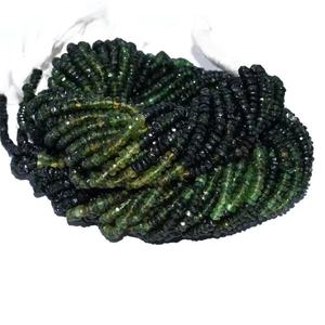 Perles de tourmaline verte naturelle de qualité supérieure, facettées, rondes, 3-3,5 mm, 14 pouces, pour la fabrication de bijoux - Product Image 1