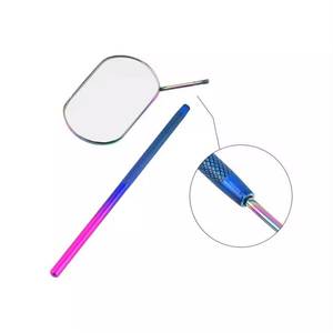 Rose Gold Oval <b>Makeup</b> <b>Mirror</b> With Long Handle 4 Colors Stainless Steel Cosmetic Tool For Beauty Application - Product Image 5