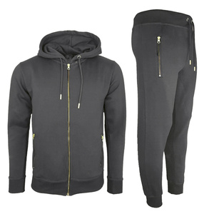 Ensemble de survêtement en molleton imprimé bleu marine pour homme, sweat-shirt à fermeture éclair intégrale et pantalon de jogging, couleur unie, vêtements décontractés d'hiver - Product Image 3