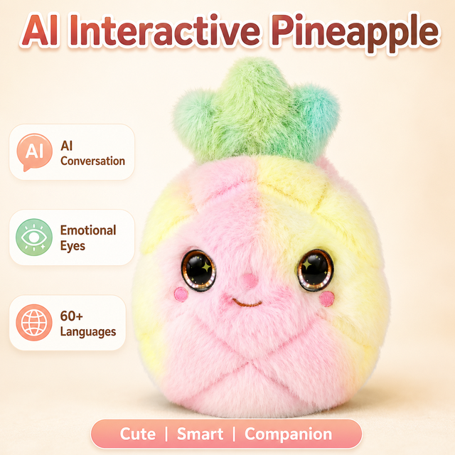 Pineapple AI Plush Toy Talking Interactive Multilingual Voice Chat Repeat Mimic Storytelling Music Soft Companion for Kids