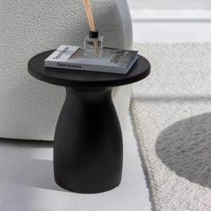 Mesa auxiliar de hormigón Vandana Zenova Terra Black, muebles decorativos minimalistas contemporáneos - Product Image 3