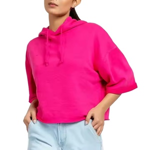 Sudaderas con capucha para mujer Fabricante de ropa Crop Cut Edge Blanks Sudaderas con capucha Sudadera Vintage Custom Puff Print Recortada - Product Image 1