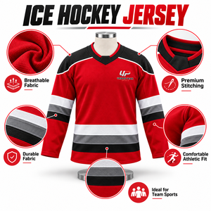 Camiseta de hockey sobre hielo única con elementos gráficos angulares, colores de equipo coordinados y estilo contemporáneo para partidos de liga. - Product Image 6