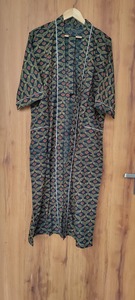 ชุดกิโมโนผ้าฝ้ายพิมพ์ลายดอกบัวสีเขียวมะกอก - Product Image 4