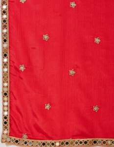 KV Chinnon <b>Red</b> Embellished Designer Saree With Unstitched <b>Blouse</b> - Product Image 5