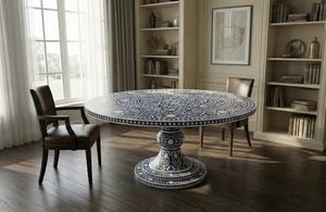 Mesa con Incrustaciones de Hueso de ILAHI, Diseño Moderno con Detalles de Ágata, Almacenamiento Portátil, Muebles para el Hogar - Product Image 2