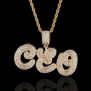 Hip hop jewellery moissanite letter pendant set iced alphabet pendant luxury hip hop pendant for men women party wear - Product Image 1
