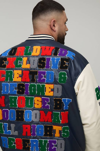 Chaqueta Varsity de Invierno Personalizada OEM, Estilo Vintage, para Hombre, con Logotipo Frontal, de Piel de Oveja Acolchada, Ropa Urbana - Product Image 3