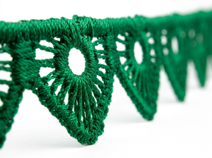 15mm <b>Emerald</b> Green Geometric Guipure GPO Lace Trim Customizable Factory Direct 20 Meter Packing for Curtains Cushions Table Mats - Product Image 2