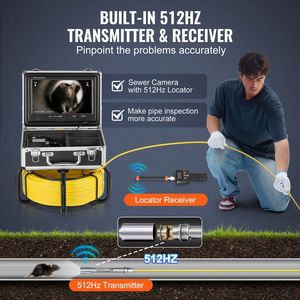 Telecamera per ispezione tubi con localizzatore 512Hz autolivellante, 165 piedi/50 m, schermo HD 1080P da 9 pollici, zoom 36X, endoscopio industriale a serpente - Product Image 2