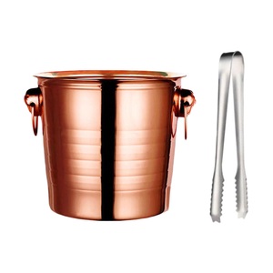 Stainless Steel <b>Round</b> Ice Bucket With Handles Rust Resistant <b>For</b> Party Beverage Cooling Minimalist Design Beverage Cooler Metal - Product Image 4