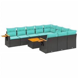 Juego de Sofás de Patio de 11 Piezas en Poliratán Negro con Cojines, Elegante Colección de Muebles para Exteriores - Product Image 2