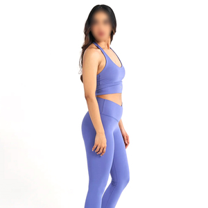 <b>Blue</b> OEM Women's Yoga Sports <b>Bra</b> with V-neck Medium Support Breathable Quick Dry Eco-Friendly Customizable - Product Image 4