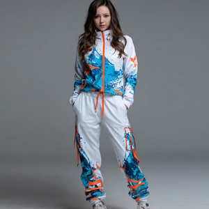 Conjunto de Pantalones y Chaqueta con Cuello Redondo Sublimados para Mujer, Traje Deportivo Sublimado de Poliéster con Cierre, Ropa Urbana para Mujer - Product Image 4