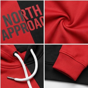 Sweat à capuche color block North Approach pour homme, rouge et noir, imprimé, décontracté, avec poche avant, coupe classique, pour l'automne - Product Image 4