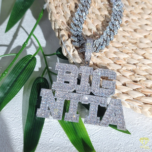 Collar con colgante de diamante cultivado en laboratorio estilo hip hop, cadena cubana chapada en oro blanco para hombre. - Product Image 5