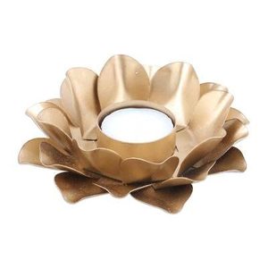 Golden Metal Lotus Flower T-Light Candle <b>Holder</b> Decorative Table <b>Tealight</b> Stand for Home Living Room Decor - Product Image 3