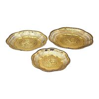 Style thaïlandais traditionnel 10 "plateau en laiton bord ondulé motif Rose véritable laiton massif pour servir des desserts alimentaires pour souvenirs cadeaux