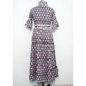 Vestido Maxi Holgado de Manga Corta con Cuello en V, 100% Algodón Hecho a Mano, Transpirable, Estilo Casual Y2K, Dulce, Ecológico, Floral y Natural para Mujer - Product Image 6