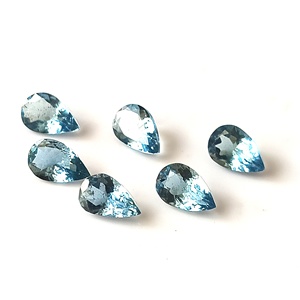 Aigue-marine naturelle Santa Maria de haute qualité, calibrée, 8x5 mm, 6 pièces, taille poire, facettée, pierres précieuses en vrac, 4,35 carats, pour bijoux - Product Image 1