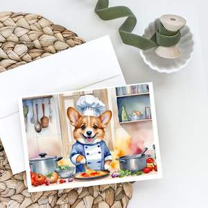 Corgi the Chef Whimsical A7 Tamaño 5x7 Tarjetas de notas en blanco Paquete de 8 tarjetas de felicitación con sobres - Product Image 2