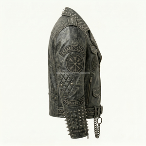 Chaqueta de Cuero con Estampado de Pitón para Hombre, Chaqueta de Motero de Cuero Genuino de Diseño, Ropa Exterior Moderna para Hombre, Proveedor OEM Personalizado - Product Image 3