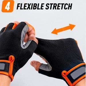 <b>Half</b> Finger Cycling Gloves Adjustable Wrist Strap Hook and Loop Closure Non <b>Slip</b> Breathable Leather Unisex Diamond Pattern - Product Image 5