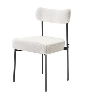 Set di 2 Sedie da Pranzo Mid-Century Modern in Bouclé, Sedie Laterali Imbottite in Sherpa Salvaspazio per Tavolo da Pranzo - Product Image 3