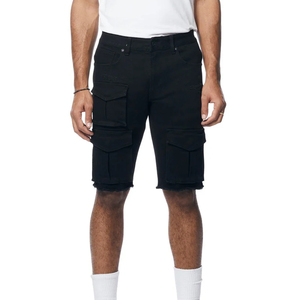 Good Manufacturer Custom Logo Distressed Shorts Denim Shorts High Street Fashion Elastic Waist Jean Shorts Men - Product Image 1