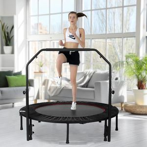 Trampolino Fitness Pieghevole da 48 Pollici, Carico Massimo 300 Libbre, Maniglia in Schiuma Regolabile per Esercizi Adulti, Trampolino Indiretto - Product Image 6