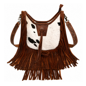 Bolso bandolera de cuero vacuno con flecos, hecho a mano, de cuero genuino, para mujer, para viaje, uso diario. - Product Image 1