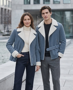 Women <b>Men</b> Unisex <b>Sherpa</b> Lined Hooded Windproof Casual Winter Solid ODM <b>Sherpa</b> Fleece Cotton <b>Jacket</b> - Product Image 3