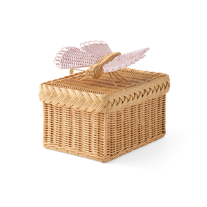 New Arrival Rectangular Natural Rattan Wicker <b>Box</b> With Lid Eco Friendly Kid Storage Basket Wholesale Bulk Supplier Toy Organizer - Product Image 1