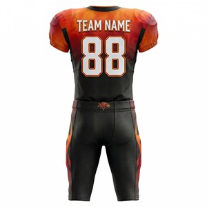 Wholesale OEM Custom American Football Uniform Set Premium Breathable Mesh Sublimated <b>Flame</b> Printed Jersey Short Padded Pants - Product Image 2