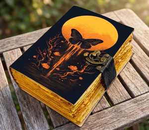 Journal en cuir Papillon Grimoire Céleste Livre des Ombres Livre de Sortilèges Papillon Lunaire Journal de Sorcellerie Fait Main Cadeau Fantastique - Product Image 5