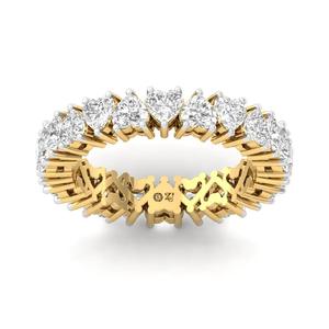 Anillo de Eternidad Completo con Diamante Cultivado en Laboratorio con Corte Corazón, Plata de Ley 925, Acabado Chapado en Oro de 10K, Estilo Lujoso para Mujer - Product Image 5