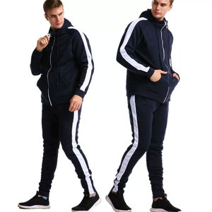 Men's Breathable Sporty Zipper Tracksuit With Drawstring <b>Hooded</b> Men 100% Cotton Fleece Gym Workout Running Sports <b>Zip</b> Tracksuits - Product Image 2