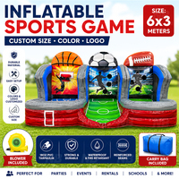 Module de jeu gonflable multisports sur mesure avec basketball, football et soccer pour le plaisir familial en plein air