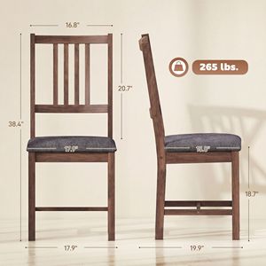 Set di 4 sedie da pranzo imbottite grigie con gambe in legno di gomma e schienale a doghe per cucina e sala da pranzo - Product Image 3
