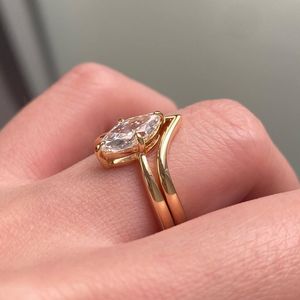 Anillo de compromiso original de moissanita de 1.25 quilates con corte marquesa, el más vendido, engaste de púas de oro de 10K, chapado en oro rosa, anillos finos - Product Image 2