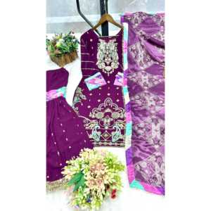 Magnifique ensemble de vêtements indiens et pakistanais, haut-bas et dupatta élégants pour les fêtes - Product Image 3