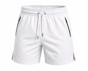 Pantalones Cortos Deportivos Casuales para Hombre, Blancos, de Secado Rápido, Antiarrugas, Ecológicos, Transpirables, con Cordón Ajustable, Cintura Media, Logotipo Frontal - Product Image 1