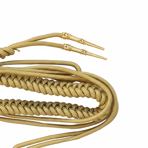 Cordón de uniforme metálico dorado de Mylar de alta calidad con núcleo de algodón y puntas decorativas - Product Image 3