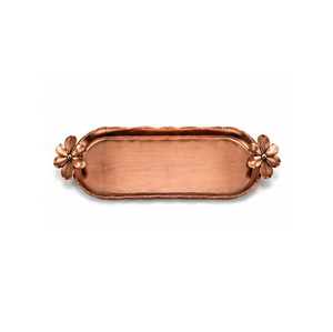 Plateau de service rectangulaire artisanal de qualité commerciale Concept Home, élégant, blanc vintage, bord ondulé doré, poignées métalliques, usage résidentiel - Product Image 5