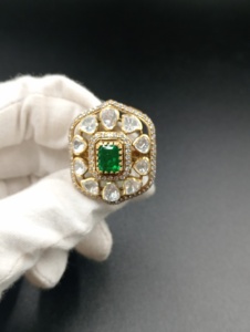 hexagone Shape <b>Cocktail</b> <b>Ring</b> green rectangle doublet Stone <b>Gold</b> Plated Women's Wedding Jewelry Glam ethnic Style adjustable <b>ring</b> - Product Image 1