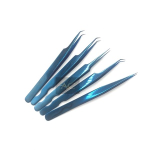 แหนบแยกขนตาสแตนเลสแบบแข็ง45องศาใช้จุดสีฟ้าออกแบบโลโก้ได้อย่างยั่งยืน - Product Image 6