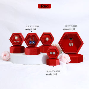 Caja de Joyería Portátil Hexagonal de Terciopelo de Alta Gama Personalizable, Tamaño Personalizable para Guardar Anillos, Colgantes, Pendientes de Boda de Lujo - Product Image 2
